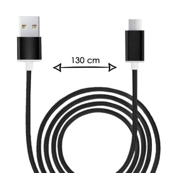 Micro USB-kabel för Blackview A70 Nylonflätad USB-kabel 1,3 meter snabbladdnings-synkronisering-dataöverföringskabel - SVART