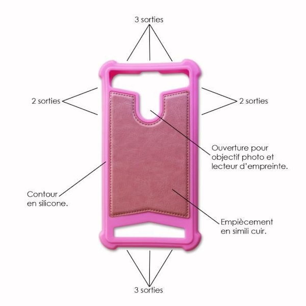 Pink læder-stil bagcover med anti-shock silikone gel konturer [tillader trådløs opladning] kompatibel med HTC desire 12+