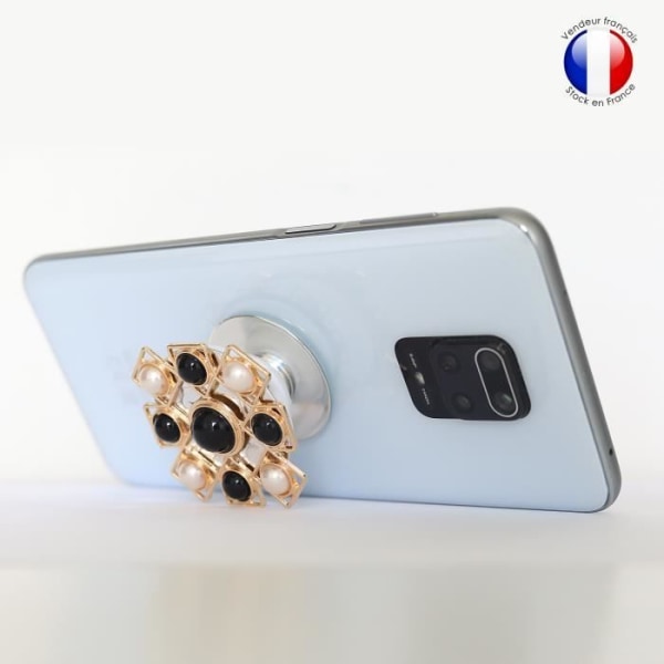Vikbar mobiltelefonhållare för Huawei Y7a Super Diamond Design - Black &amp; White Diamond