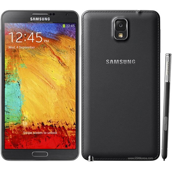 Samsung Galaxy Note 3 N9000 Dedikerat svart folioskydd med läderliknande fönster med synliga sömmar av PH26®