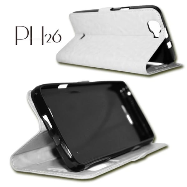 Etui Housse Coque Folio - PH26® - HTC ONE M9 - Syntetiskt Läder - Magnetisk - Mjuk Vit