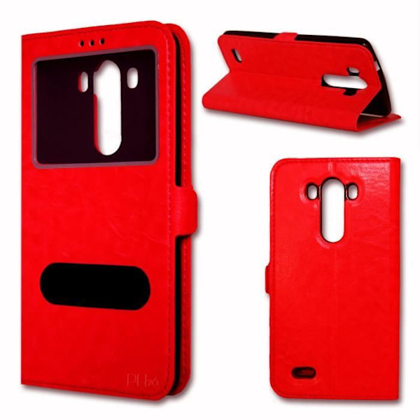 Red Folio Case Cover til LG G3 S / G3 MINI By Ph26®