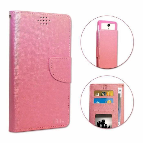 Etui Housse - ZTE - Blade A3 2019 - Texturerad konstläder - Kortfickor - Magnetisk Rosa