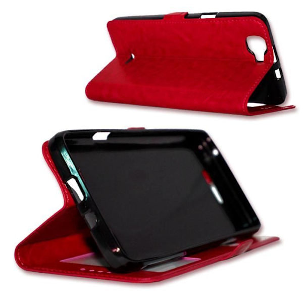 Etui Housse Coque Folio - PH26® - ALCATEL IDOL 3-5.5 - Syntetiskt läder - Röd - Fjädrande Röd