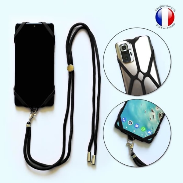 Coque cordon silicone kompatibel med Asus Zenfone 5 Lite S630 stødabsorberende med justerbar nakkestrop - SORT Svart
