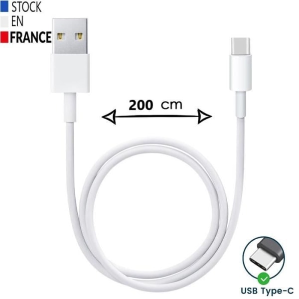 USB Type C -kaapeli Motorola ThinkPhonelle - nopea lataus-synkronoitu tiedonsiirto - 2 metrin kaapeli Vit