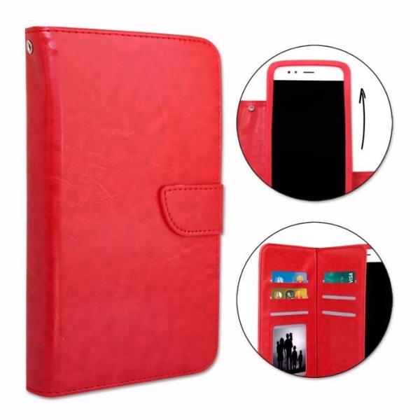 Etui folio - Poco M3 - Ekoskinn - Röd - Magnetisk stängning - Kortfack Röd