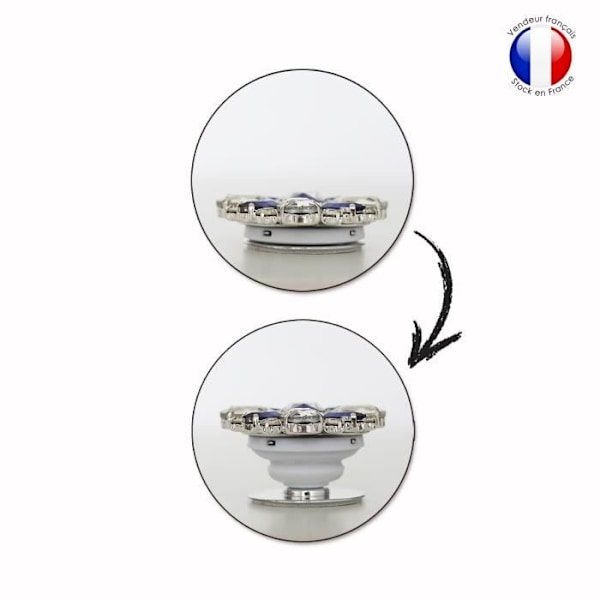 Foldbar Mobiltelefon Holder til LG W11 Super Diamond Design - Hvid & Blå Diamant Vit
