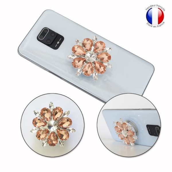 Vikbar mobiltelefonhållare för Doogee S59 Pro Super Diamond Design - Rosa &amp; Vit Diamant
