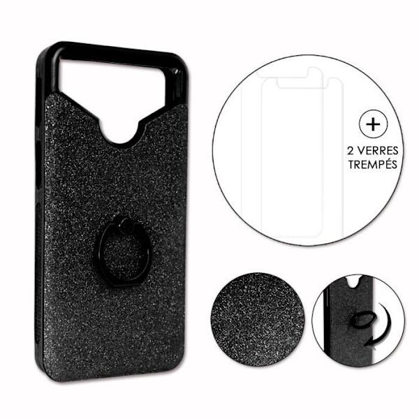 Essentiel B Wooze I 5,5 PACK Svart strass bakstycke med ring + 2 härdade glas MAXIMAL hårdhet