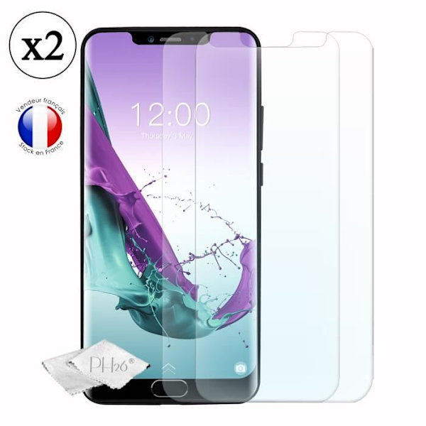 Super Pack Doogee Y7:lle plus nahkatyylinen takakotelo iskunkestävällä silikonigeelillä + 2 näytönsuojakalvoa