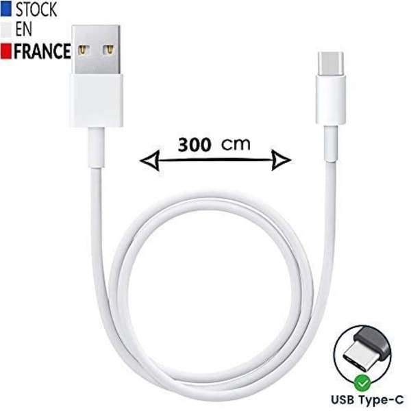 USB typ C-kabel för Lenovo Tab M10 (3:e generationen) Wi-Fi - Snabbladdning-synkroniserad dataöverföring - 3 meter kabel