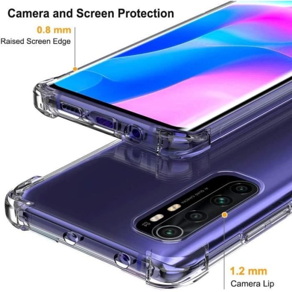 Xiaomi Mi Note 10 Lite Fodral, Ultratunn TPU Silikon Transparent Mjuk Fodral Cover [Stötdämpning] [Anti-slip] för