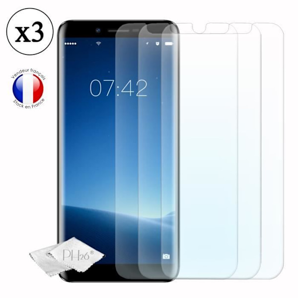 Pack 3 skärmskydd i härdat glas med hög transparens, ultrabeständig, ultratunn, antispårkompatibel för