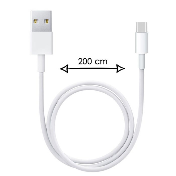 USB Type C -kaapeli Doogee Blade 10 Prolle - Pikalataus/synkronointitiedonsiirto - 2 metrin kaapeli