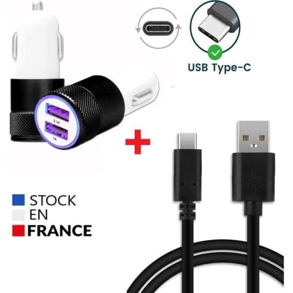 Laturipaketti + 2 Type C -kaapelia Google Pixel 4a:lle Erittäin tehokas ja nopea laturi 2X USB 5V - 2.1A + 1 metrin kaapeli - MUSTA Svart