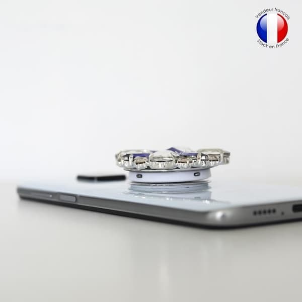 Telefonstöd - PH26 - Realme C12 - Fällbar - Diamant Vit & Blå - Säker Vit