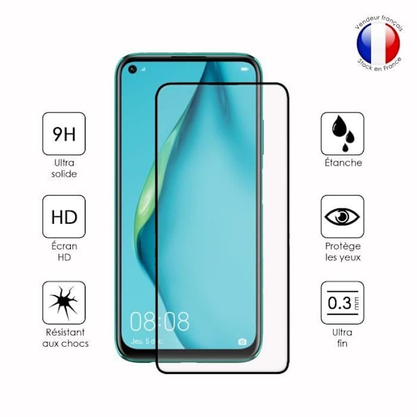 Pack 3 HELA skyddsfilmer för Huawei P40 Lite i ultrabeständigt härdat glas (maximal hårdhet) Vit