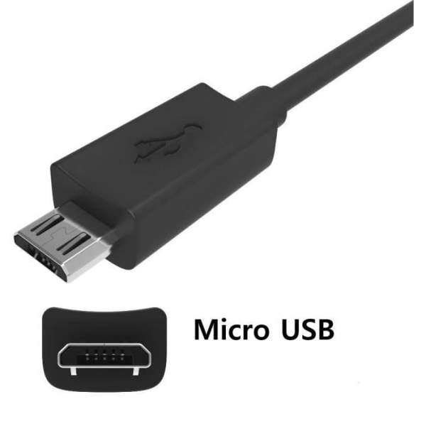 Autoladdarpaket + 1 Micro USB-kabel för Danew Konnect 556 Ultrakraftig och snabb laddare 2X (5V - 2.1A) + 1 1M kabel - SVART