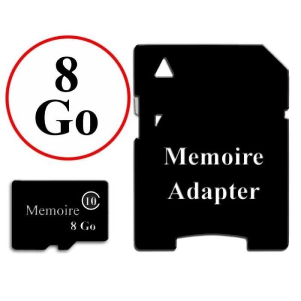 Minneskort i Micro-SD-format 8 GB klass 10 + Adapter för Huawei P9 Lite Mini by PH26®