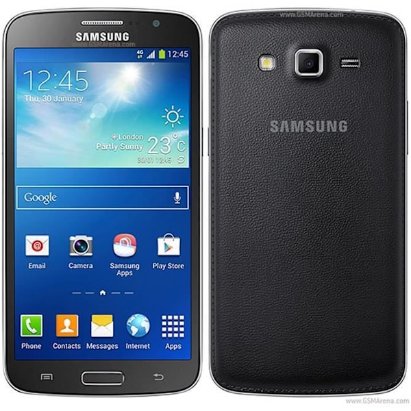 Samsung Galaxy GRAND 2 G7106 Sort dedikeret folio etuier med vinduer i læderlook og synlige syninger by PH26®
