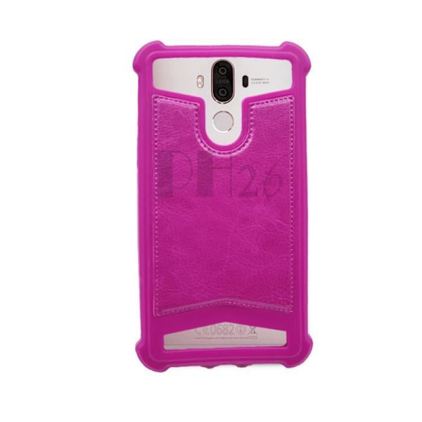 Alcatel One Touch Pop 3 (5.5) Bakrems i fuchsia konstläder med silikon gel anti-chock konturer av PH26®