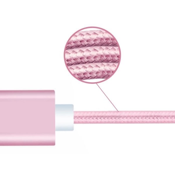 Micro USB-kabel til Alcatel 3X 2020 Nylonflettet USB-kabel 1,3 meter hurtig opladning-synkronisering-dataoverførselskabel - PINK