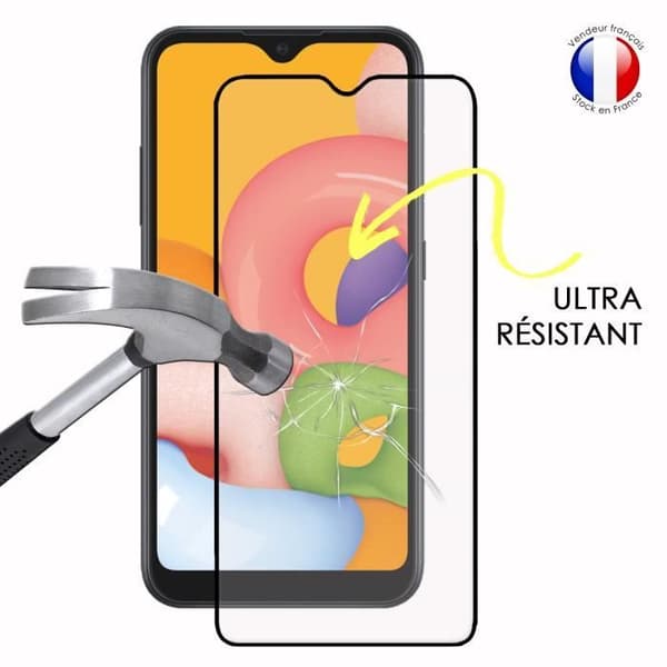 Skyddsglas - PH26 - Samsung Galaxy A01 - Pack om 3 - Härdat glas - Heltäckande skydd Vit