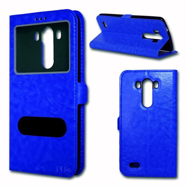 Etui fodral skal folio - PH26® - ALCATEL POP 3 (5,5 tum) - Syntetiskt läder - Mjuk - Magnetisk Blå