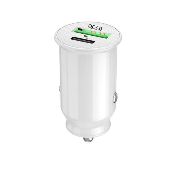 Lader Bil - HTC - Wildfire E3 Lite - USB Type C - Hurtigopladning 30W - 2 Porte Vit