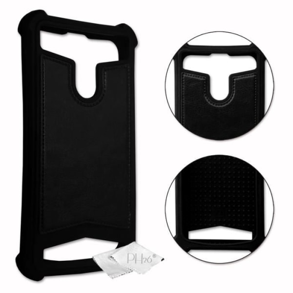 Bakcover - LG - Aristo 5 - Lädereffekt - Silikongel - Stötsäker - Svart Svart