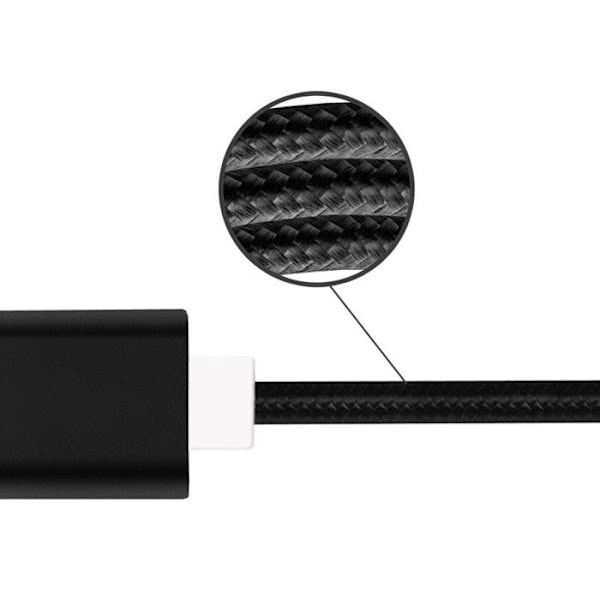 USB-C-kaapeli Yhteensopiva Honor Magic Vs3 Nylon punottu USB-kaapeli 1 metrin pikalataus/synkronointikaapeli-tiedonsiirto - MUSTA