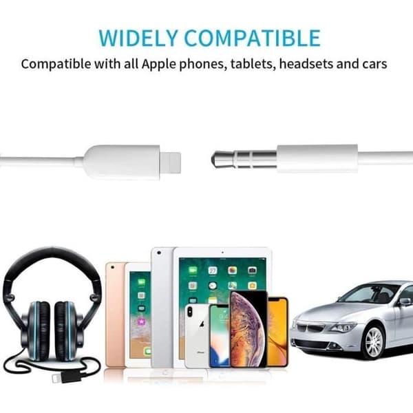 Adapterkabel - Apple - iPad Mini 3 - Lightning til Jack 3,5 mm - Stabil lydoverførsel - Klar lyd