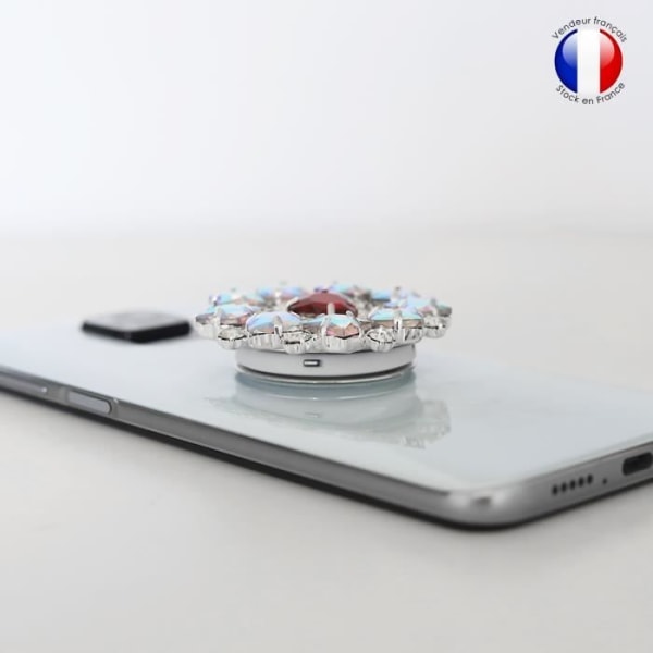 Vikbar mobiltelefonhållare för Xiaomi Mi Note 10 Lite Super Diamond Design - Röd & vit diamant Röd