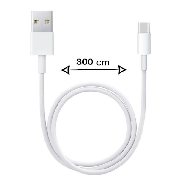 3 meter typ C-kabel för Xiaomi Redmi 9A snabbladdning-dataöverföring Vit