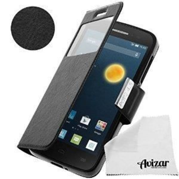 Etui Housse Alcatel - Idol 3 5.5 - Syntetiskt läder - Svart - Lock - Videostöd Svart