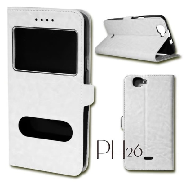Etui Housse Coque Folio - PH26® - HTC ONE M9 - Syntetiskt Läder - Magnetisk - Mjuk Vit