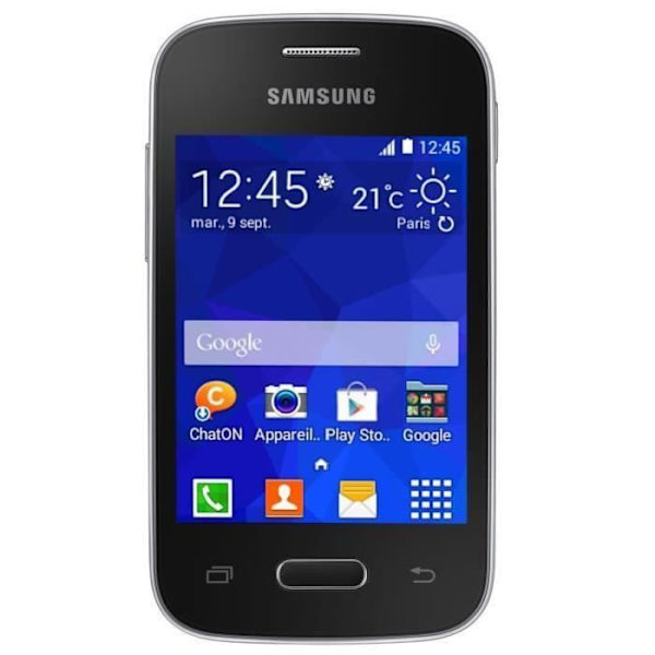 Samsung Galaxy POCKET 2 G110 Dedikeret sort foliocover med vinduer i læderstil med synlige syninger fra PH26® Svart
