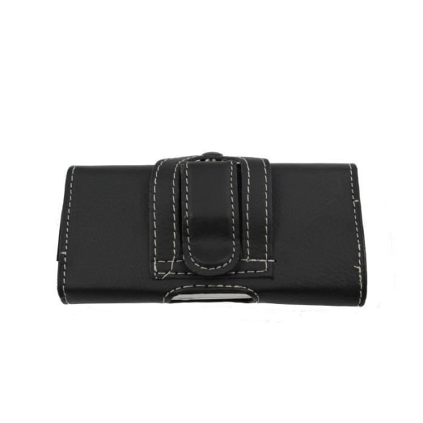 Étui pochette - ECHO - Universel - Læder med præg i sort - Magnetlukning - Sidelommeclip Svart