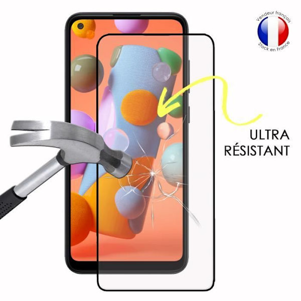 Pakkaa 3 FULL suojakalvoa Samsung Galaxy A11:lle erittäin kestävässä karkaistussa lasissa (maksimikovuus) Vit
