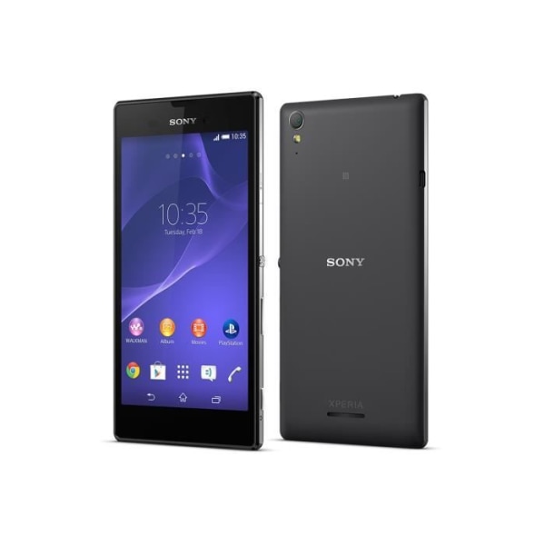 SONY XPERIA T3 Dedicated black folio case with window in leather style and visible stitching by PH26®
