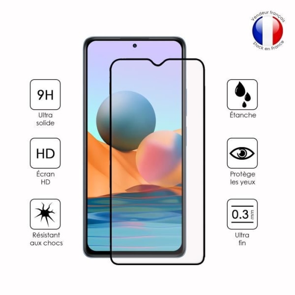 Pack 3 HELA skyddsfilmer för Xiaomi Redmi Note 10 Pro i ultrabeständigt härdat glas (maximal hårdhet) Vit