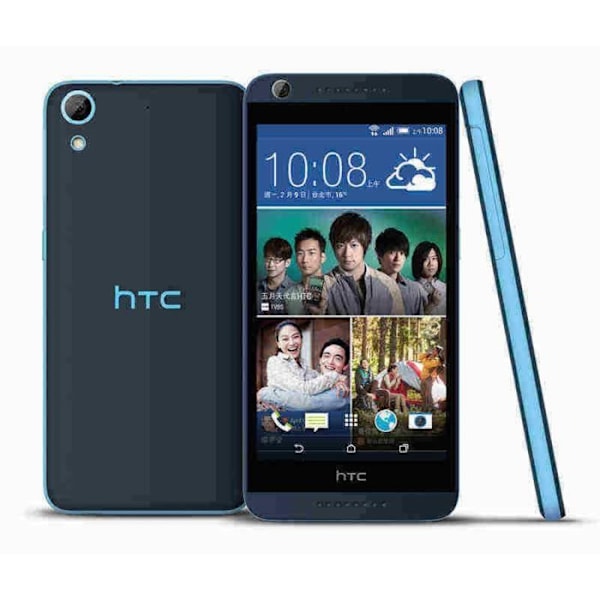 HTC DESIRE 626 Dedikeret sort folioetui med vinduer i læderlook med synlige søm by PH26® Svart