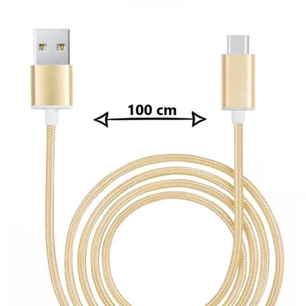 Typ C-kabel för ZTE Voyage 30 Smooth Edition i flätad nylon Fast Sync-Data Transfer - ELLER GULD Gul