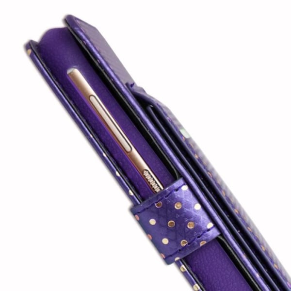 Etui cover folio - PH26® - Xiaomi Redmi Note 5 A1 - Øko-læder lilla - Spejl - Kortholder Lila med gyllene prickar