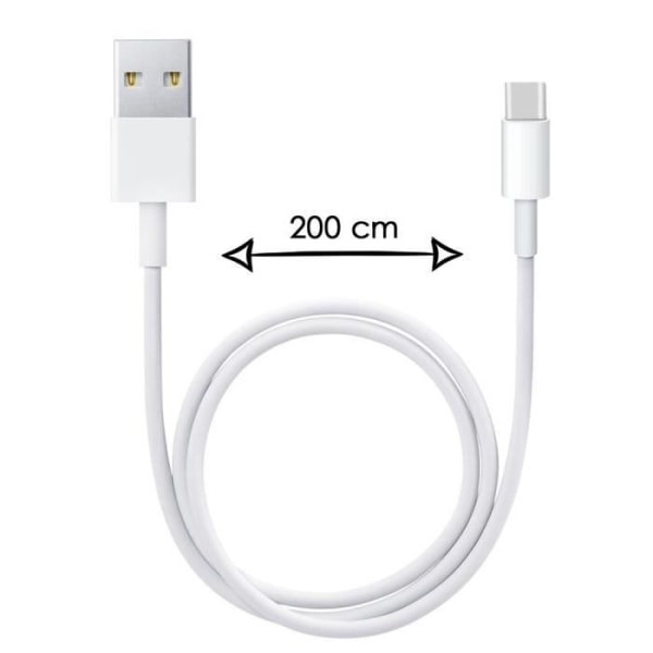 2 meter typ C-kabel för Samsung Galaxy M31 Prime Edition Snabbladdning-dataöverföring Vit