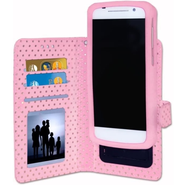 Hoes til Coolpad Cool Play 8 Lite - PH26® - Øko-læder - Rosa - Kortholder - Spejl Rosa