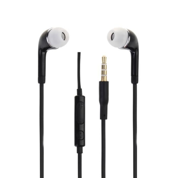 Svarta högkvalitativa in-ear-hörlurar i ultrakomfort silikonvolymkontroll och mikrofon för Alcatel 3L