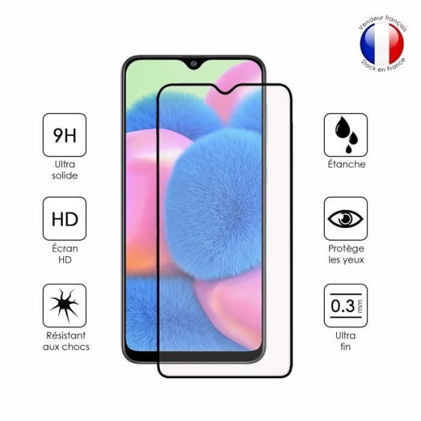 FULL skyddsfilm för Samsung Galaxy A30s i ultrabeständigt härdat glas (maximal hårdhet) Vit