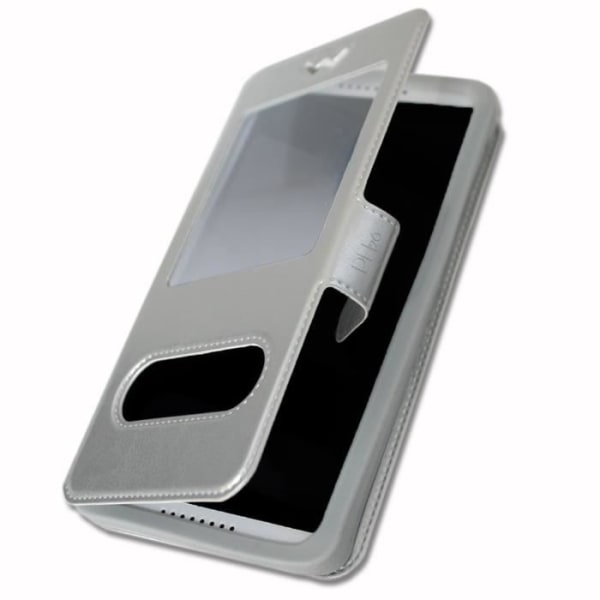 Silverfodral för Oppo A53s 5G Extra Slim X2 Quality ekoläderfönster magnetisk stängning och synliga sömmar